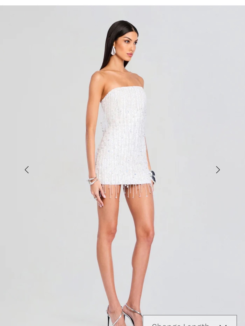 Retrofete Silver Sequin Fringe Mini Dress - Picture 6 of 7